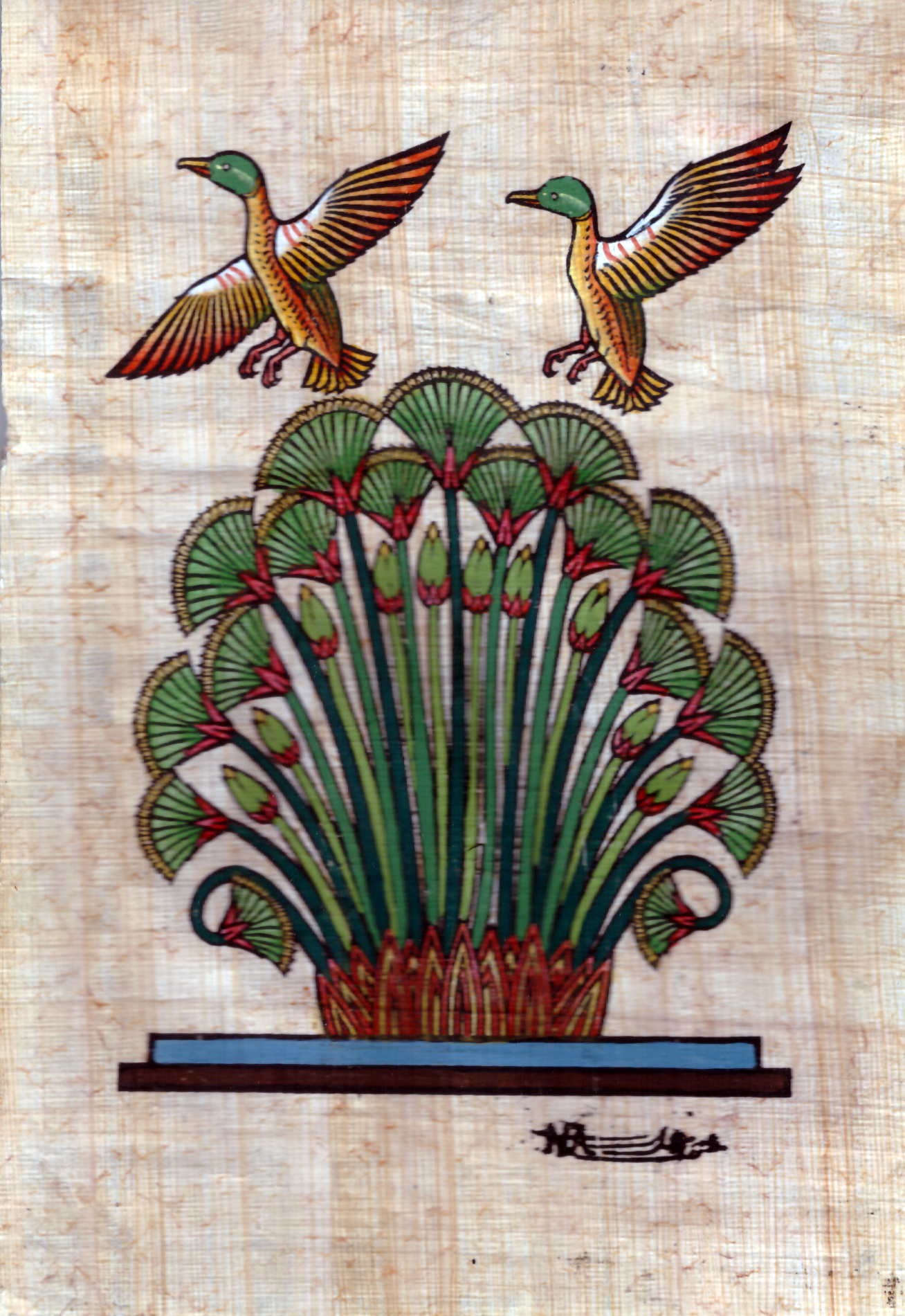 Two Ducks Flying Over a Papyrus. Source: author's library.